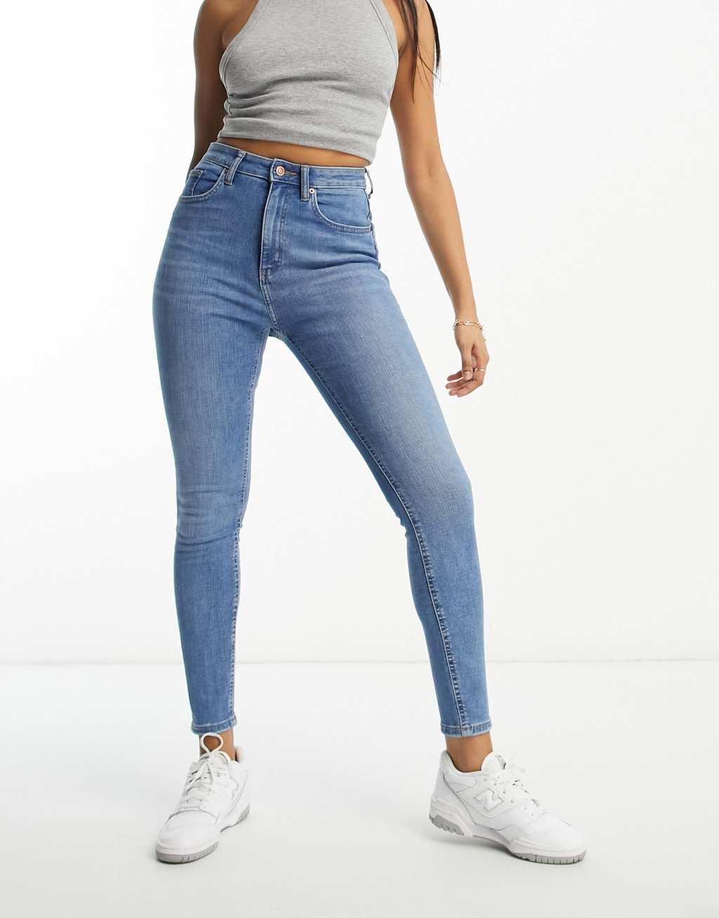 ASOS DESIGN Hourglass ultimate skinny jeans in mid blue Product Image