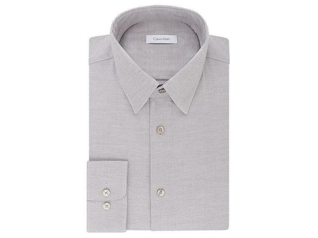 Calvin Klein Men's Dress Shirt Regular Fit Non Iron Stretch Solid (Stream) Men's Long Sleeve Button Up Product Image