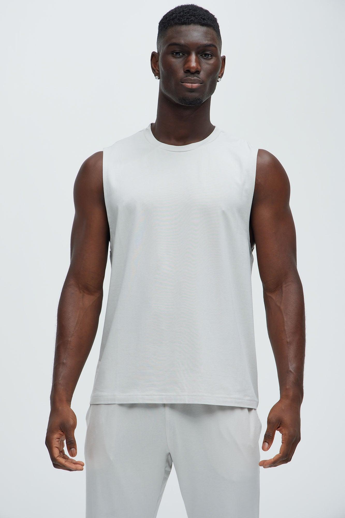 Essential Modal Lounge Sleeveless Muscle Tee - Grey Product Image