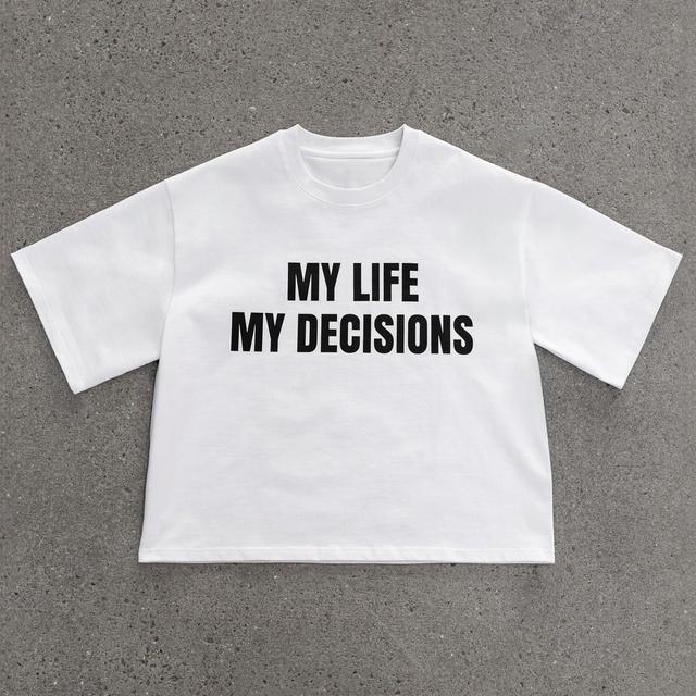 Sopula My Life My Decisions Graphics Cotton Cropped T-Shirts Product Image