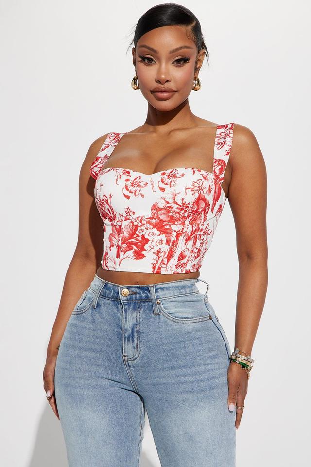 Telling Secrets Floral Corset Top - White/combo Product Image