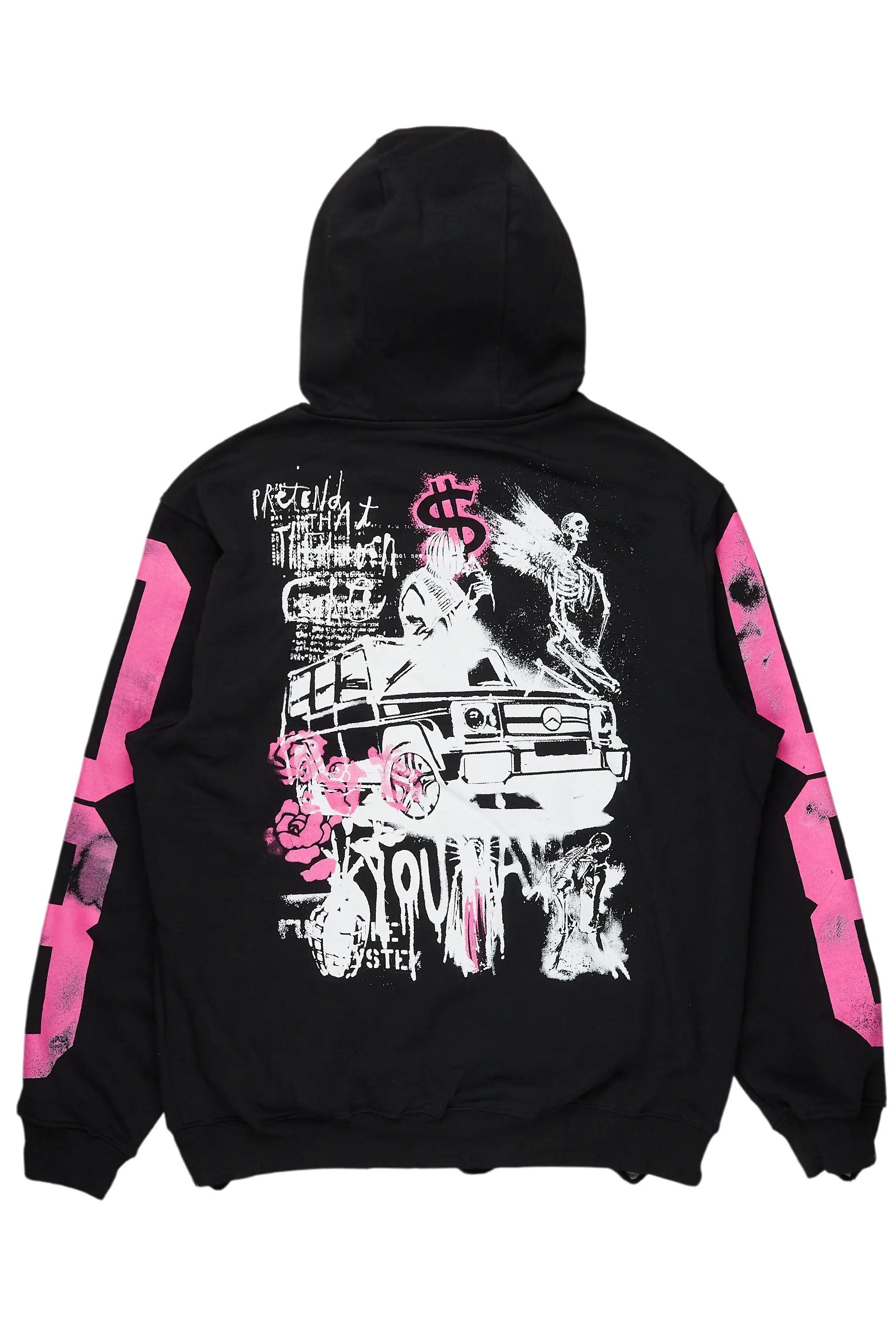 Grill Black/Pink Graphic Hoodie Male Product Image