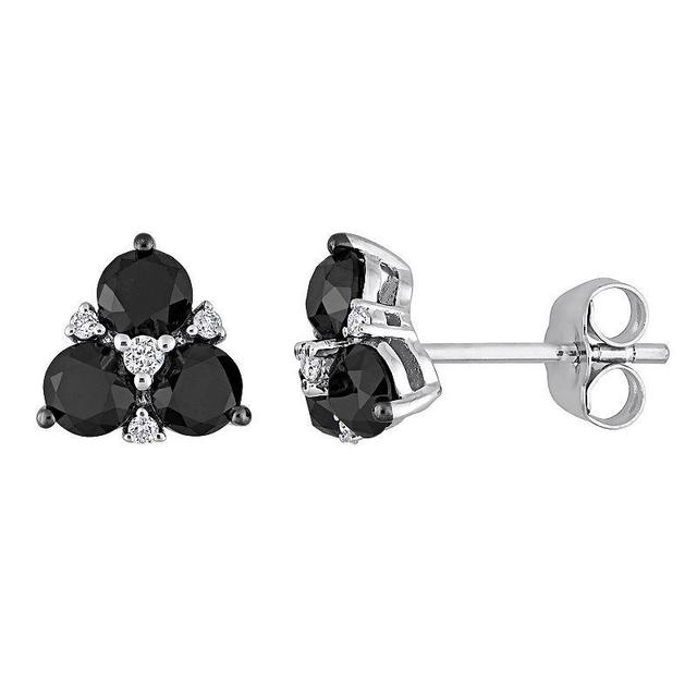 Stella Grace 10k White Gold 1 1/2 Carat T.W Black & White Diamond Stud Earrings, Womens Product Image