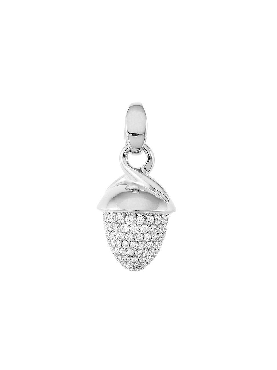 Womens Mikado Bouquet 18K White Gold & Diamond Pav Acorn Pendant Product Image