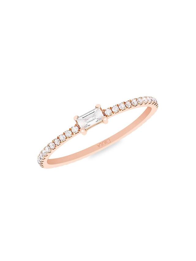 Womens Mix & Match 18K Rose Gold & Diamond Baguette Ring Product Image