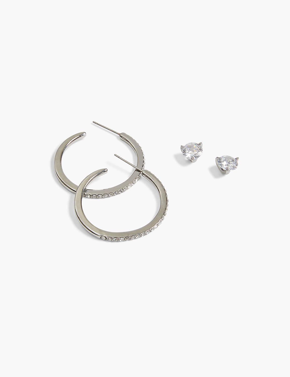 Lane Bryant Stud & Hoop Earrings 2-Pack ONESZ Silver Product Image