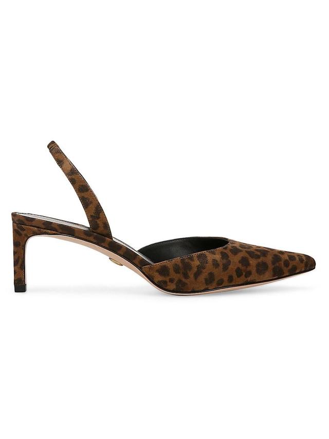 Womens Caroline Leopard-Print Suede Slingback Pumps Product Image