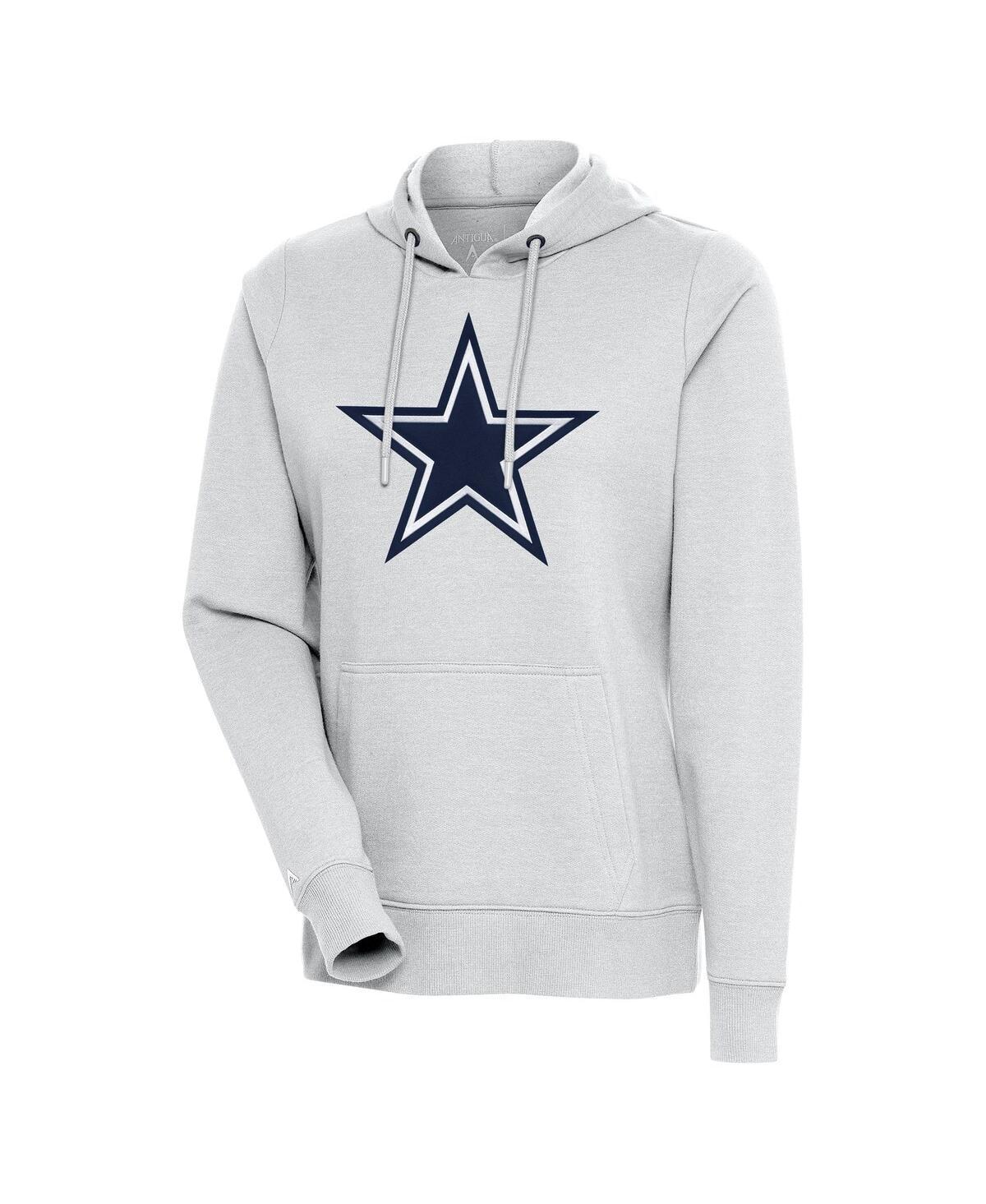 Antigua Womens Heather Gray Dallas Cowboys Action Pullover Hoodie Product Image