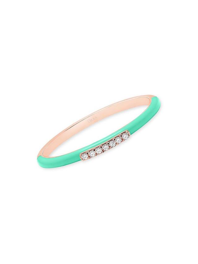 Womens Marbella 14K Rose Gold, Green Enamel, & Diamond Ring Product Image