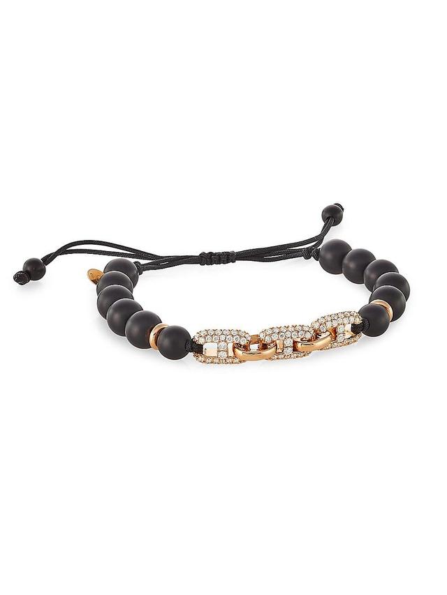 Executive 18K Rose Gold, Onyx, & 1.16 TCW Diamond Beaded Rope Bracelet Product Image