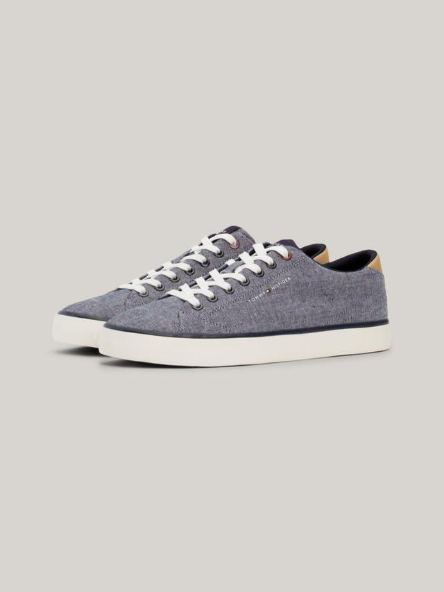 Tommy Hilfiger Men's TH Logo Chambray Linen Sneaker - Navy - US 10 / EU 43 Product Image