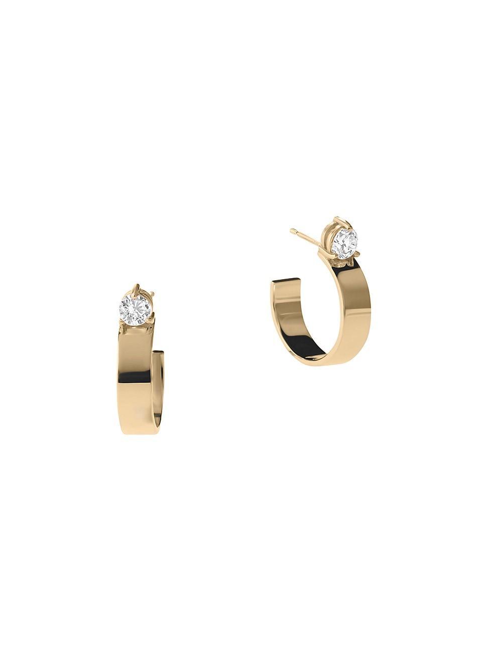 Womens Vanity 14K Yellow Gold & 0.5 TCW Diamond Huggie Hoop Earrings Product Image