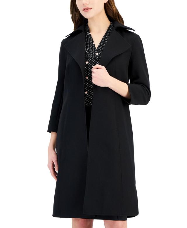 Anne Klein Womens Wide-Collar 3/4-Sleeve Kissing Coat Topper Product Image