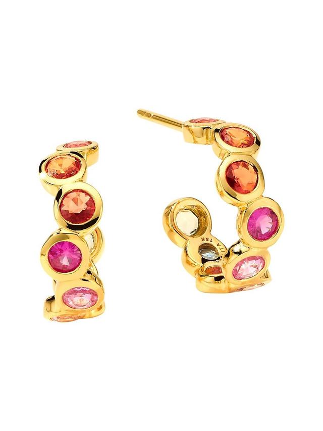 Womens Stardust Starlet 18K Yellow Gold & Rainbow Sapphire Huggie Hoop Earrings Product Image