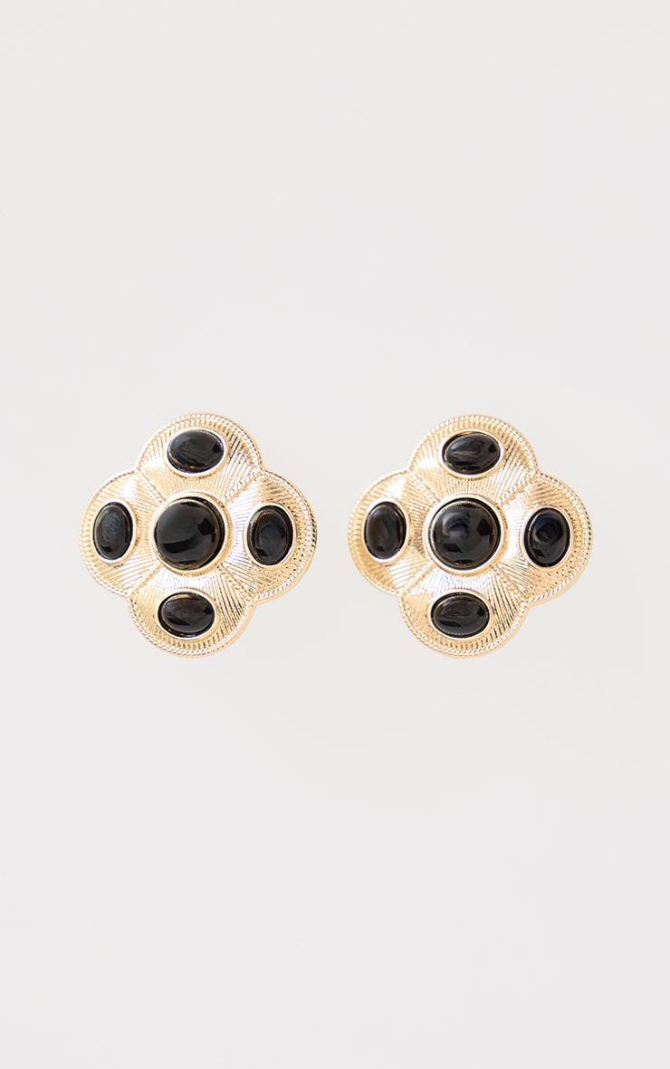 Gold Jewel Detail Statement Stud Earrings Product Image