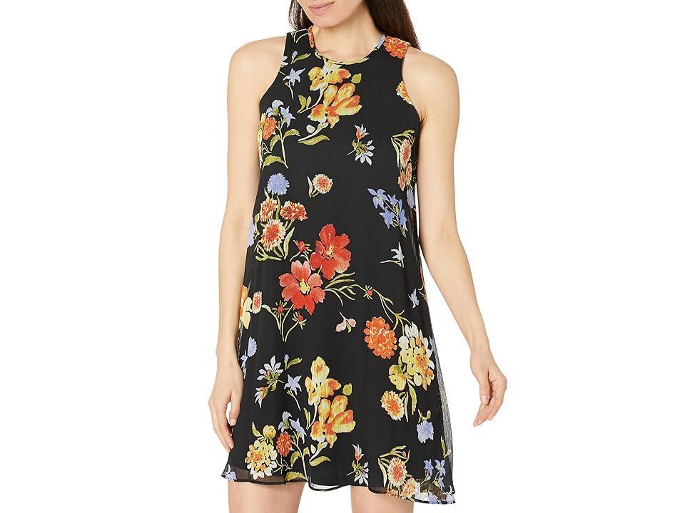 Calvin Klein Chiffon Print Sleeveless Shift Dress (Golden Multi) Women's Dress Product Image