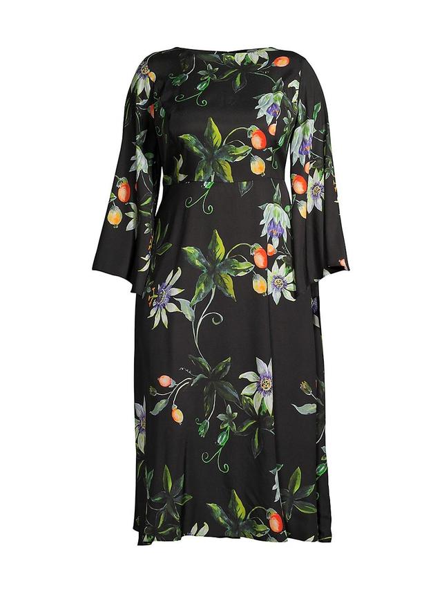 Womens Lucrezia Floral Silk Midi-Dress Product Image