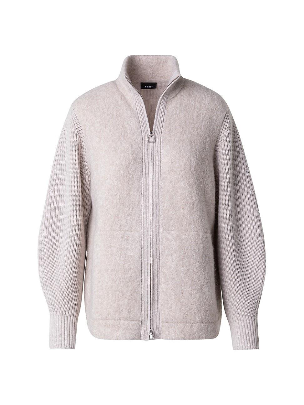 Womens Cashmere-Silk Boucl Zip Jacket Product Image