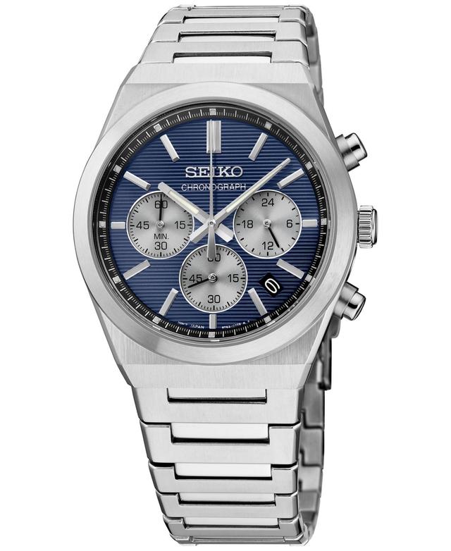 Seiko Mens Chronograph Essentials Stainless Steel Bracelet Watch 40mm - Blue Product Image