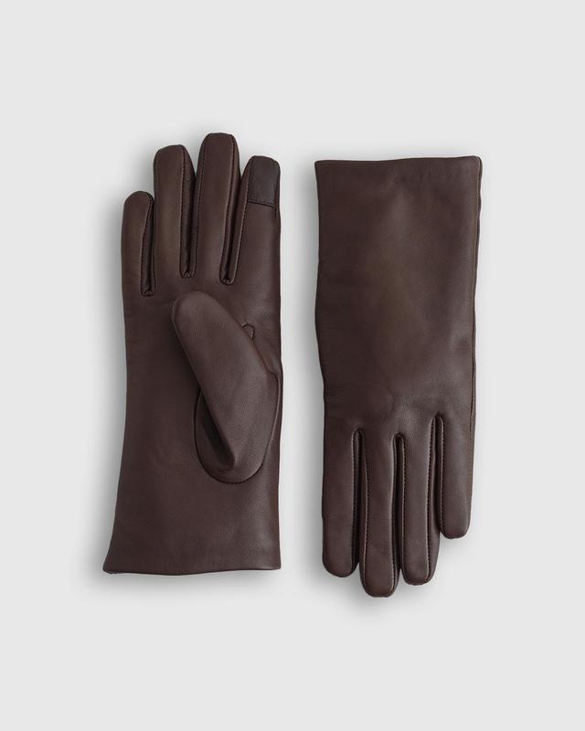 Womens Cashmere Lined Leather Gloves in Chocolate, Size Small by Quince Product Image