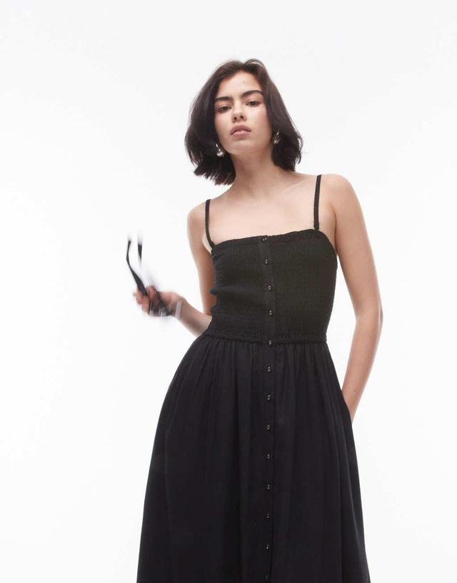 Topshop button down midi dress in black  Product Image