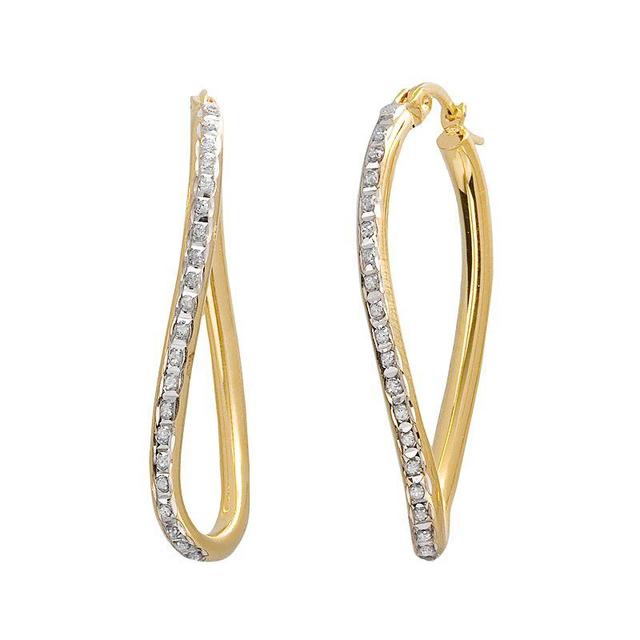 Diamond Mystique Platinum Over Silver Figure 8 Hoop Earrings, Womens, White Product Image