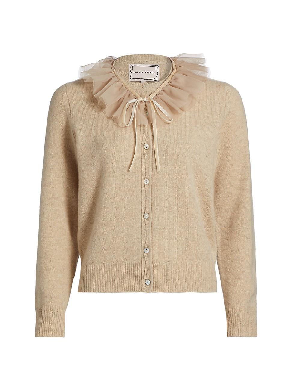 Womens Tulle-Trim Brushed Wool Cardigan Product Image