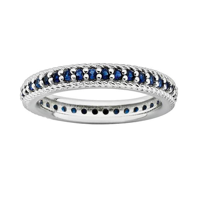 Stacks & Stones Sterling Silver Lab-Created Sapphire Eternity Stack Ring, Womens Blue Product Image