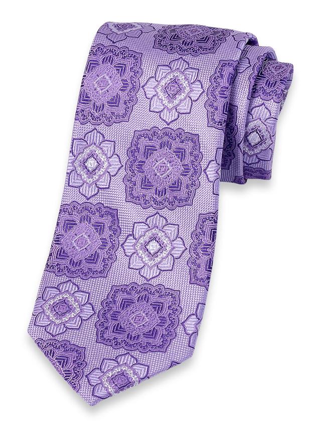 Medallion Woven Silk Tie - Purple Product Image