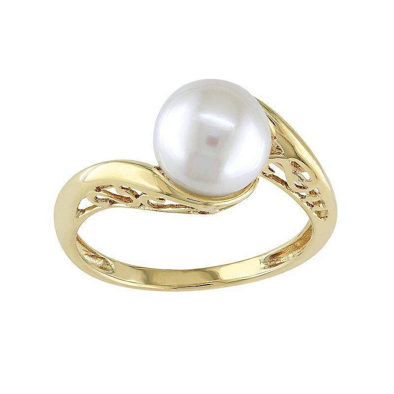 Stella Grace Freshwater Cultured Pearl 10k Gold Swirl Ring, Womens White Product Image