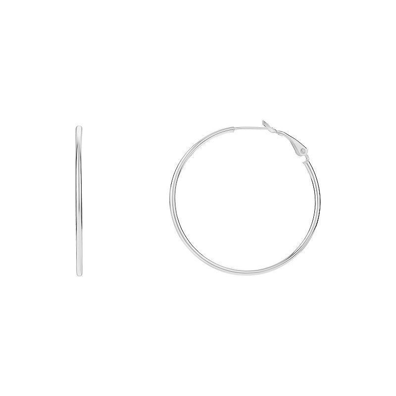 PRIMROSE Sterling Silver Tube Hoop Earrings, Womens Grey Product Image