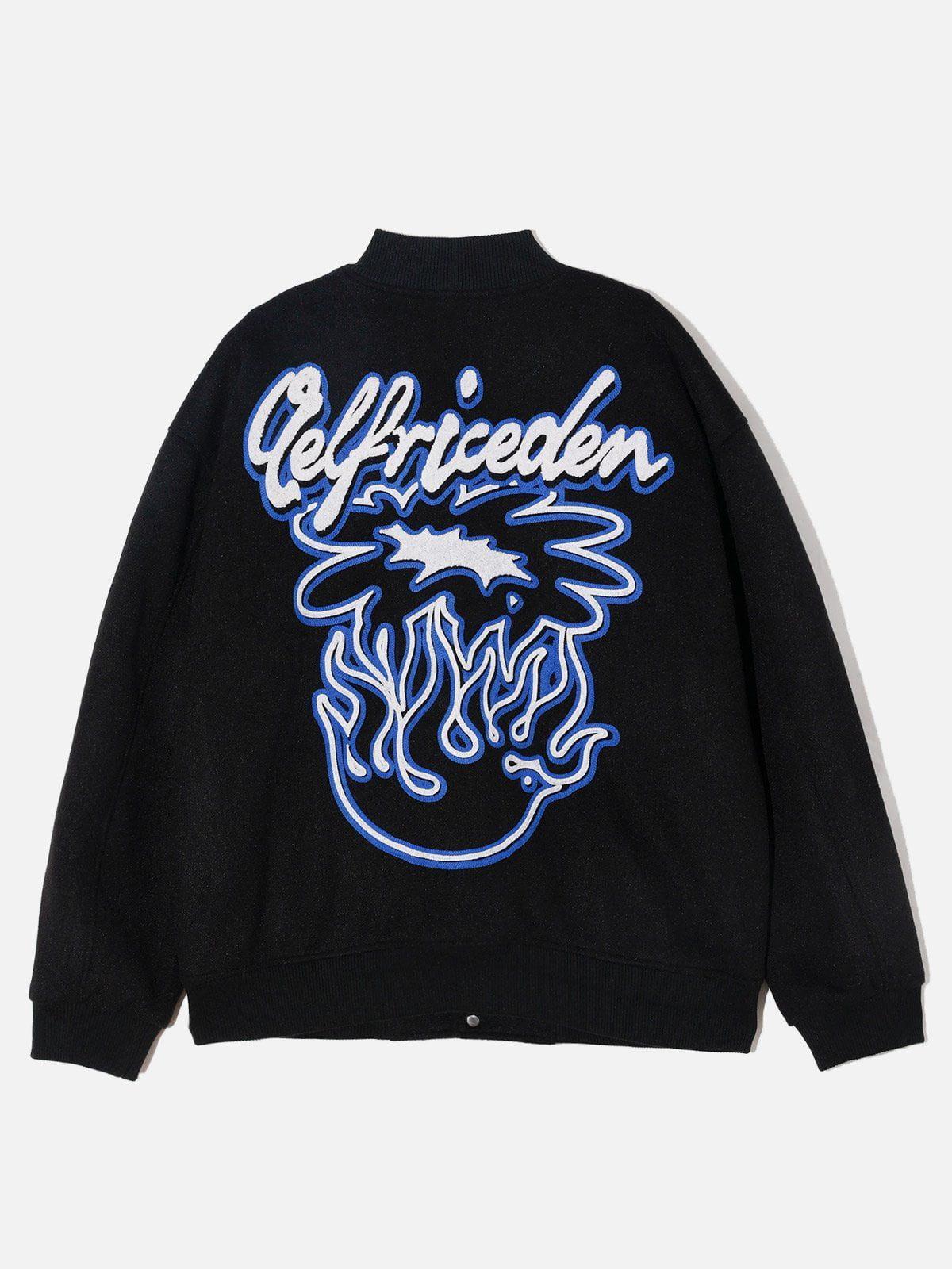 Aelfric Eden Patchwork Embroidery Varsity Jacket Product Image