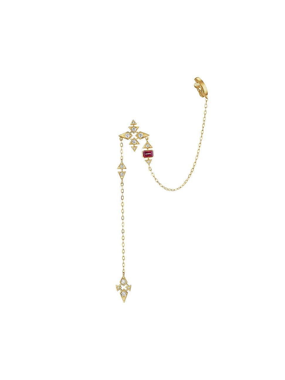 Womens Onsa 18K Yellow Gold, Raspberry Rhodolite & 0.33 TCW Diamonds Ear Cuff Product Image