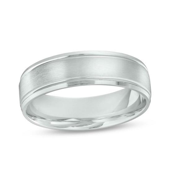 Men's 6.0mm Brushed Center Wedding Band in Platinum - Size 10 Product Image