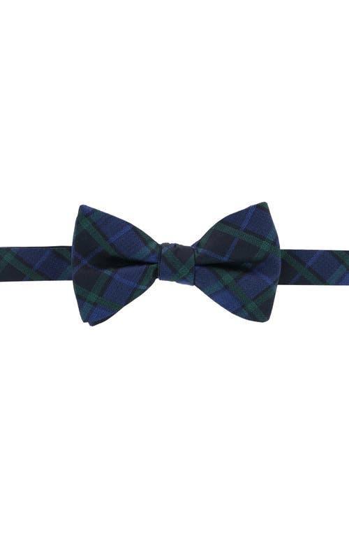 Trafalgar Mens Ives Green and Navy Blackwatch Plaid Silk Bow Tie Product Image