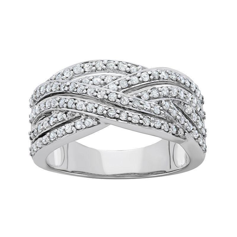 10k White Gold 3/4 Carat T.W. Diamond Band Ring, Womens Product Image