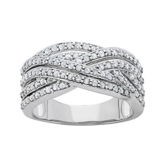 10k White Gold 3/4 Carat T.W. Diamond Band Ring, Womens Product Image