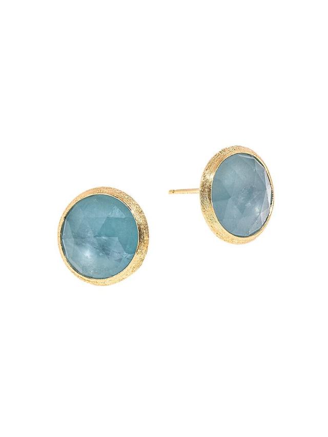 Marco Bicego 18K Yellow Gold Jaipur Aquamarine Bezel Stud Earrings Product Image