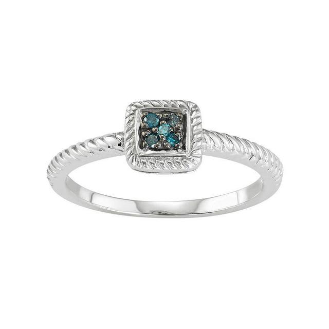 Sterling Silver Blue Diamond Accent Twist Halo Ring, Womens Product Image