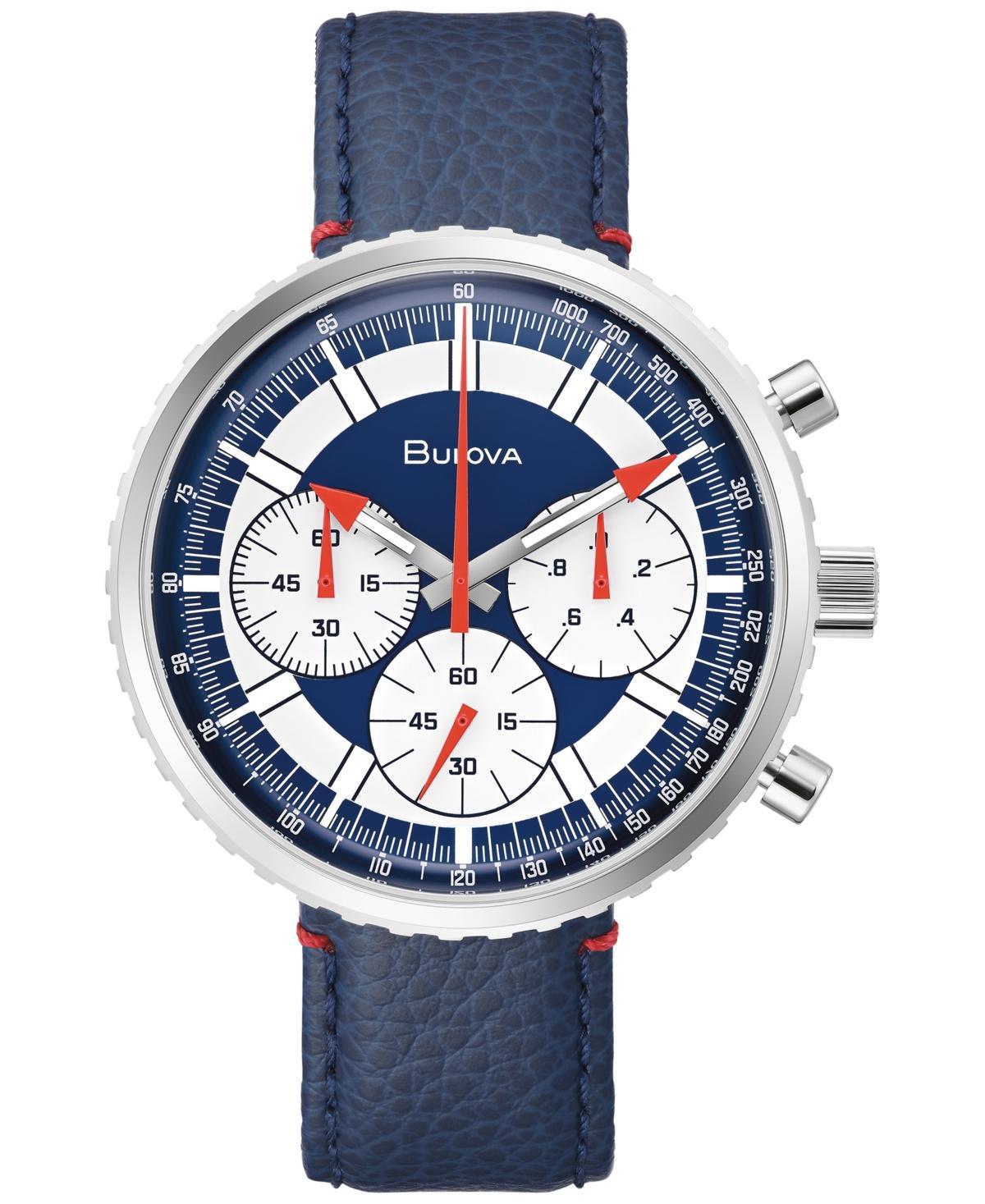 Men's Bulova Archive Series Chronograph C Strap Watch with Blue and White Dial (Model: 96A283) Product Image