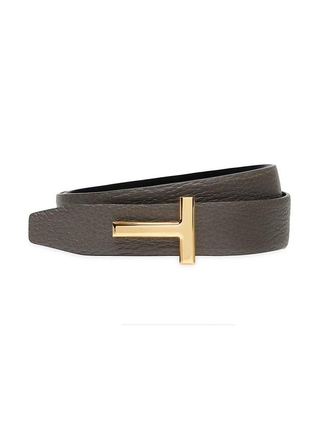 Womens T Logo Leather Reversible Belt Product Image