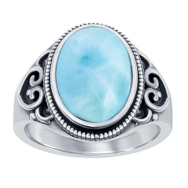 Nautica Rocks Sterling Silver Larimar Filigree Band Ring, Womens Product Image