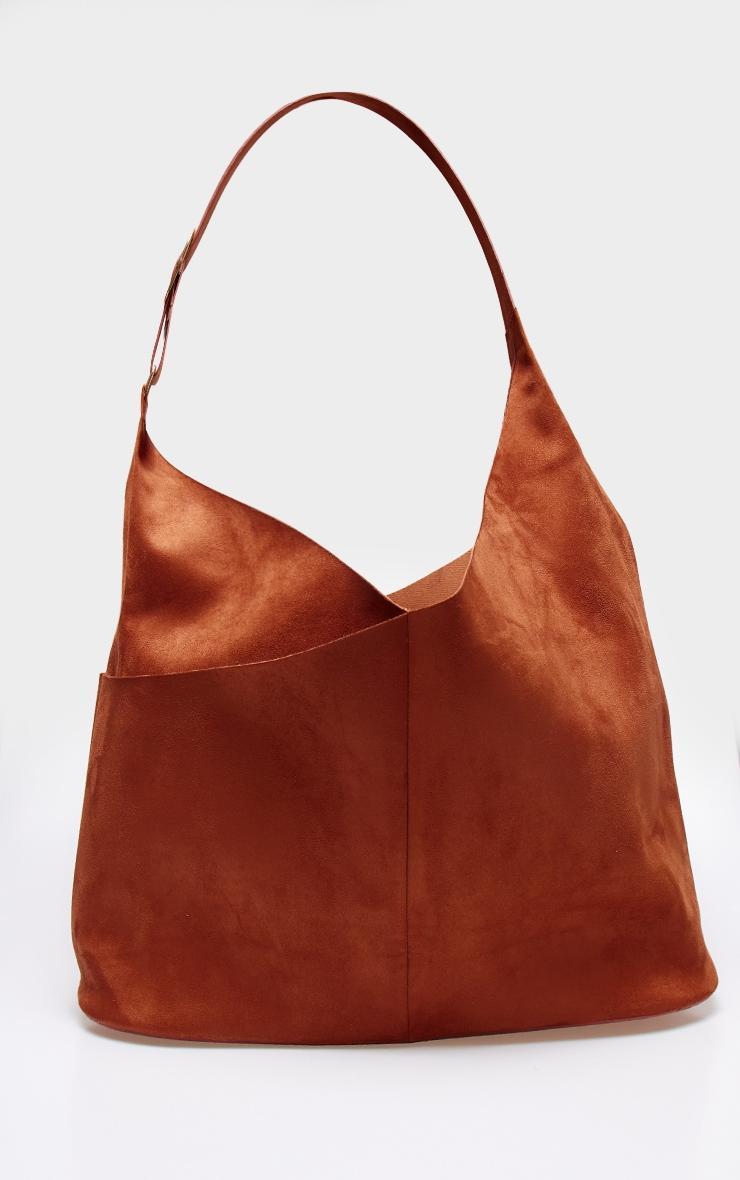 Tan Faux Suede Slouchy Tote Bag Product Image