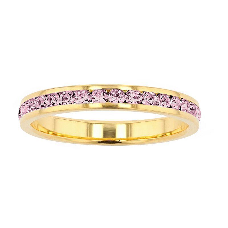 18k Gold Over Silver Birthstone Crystal Eternity Ring, Womens 18k Gold Plated Feb Product Image