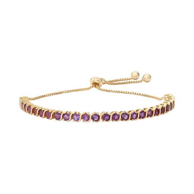 14k Gold Over Silver Amethyst S-Link Lariat Bracelet, Womens Purple Product Image