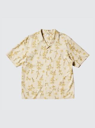 Mens Open Collar Shirt Short-Sleeve Yellow Large UNIQLO US Product Image