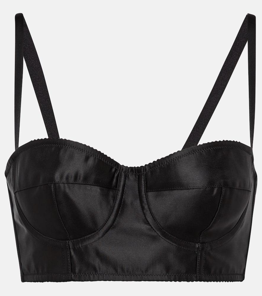 Short Black Satin And Marquisette Bustier Product Image