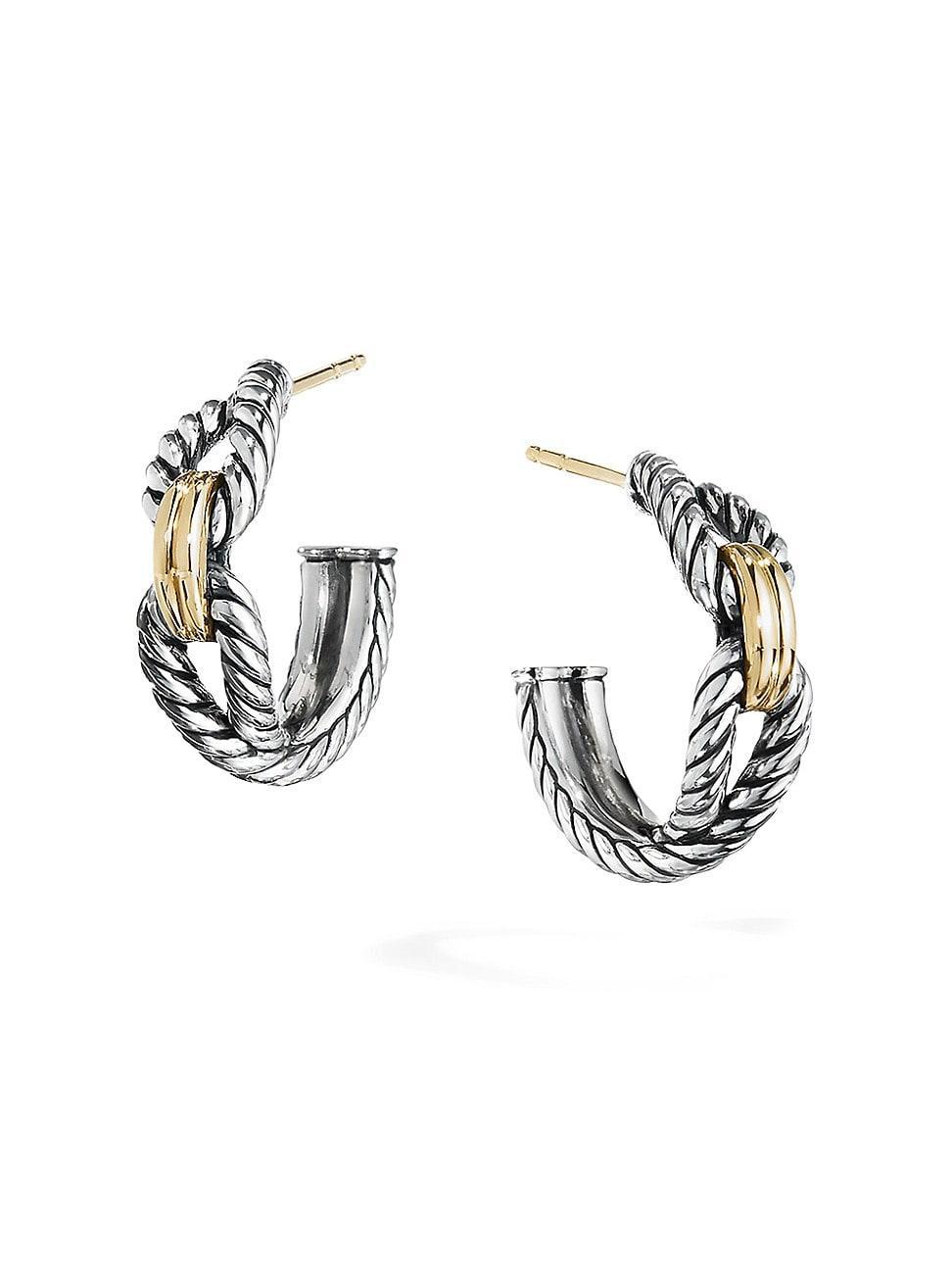 Womens Cable Loop Hoop Earrings With 18K Yellow Gold Product Image