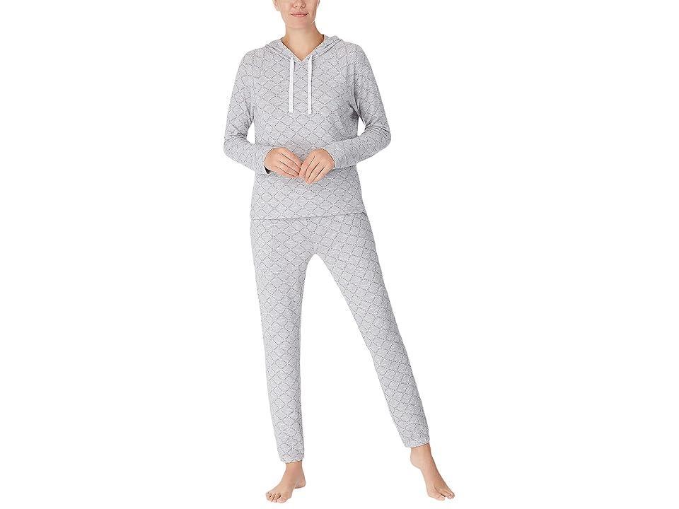 DKNY Long Sleeve Hoodie Joggers Set (Fog Logo) Women's Pajama Sets Product Image