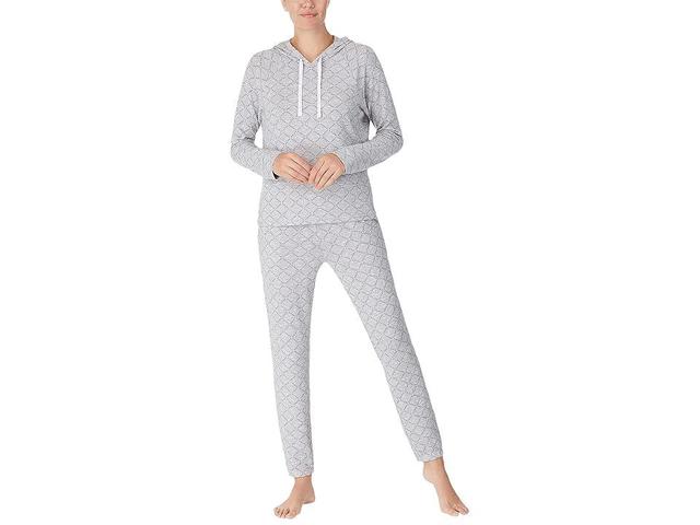 DKNY Long Sleeve Hoodie Joggers Set (Fog Logo) Women's Pajama Sets Product Image